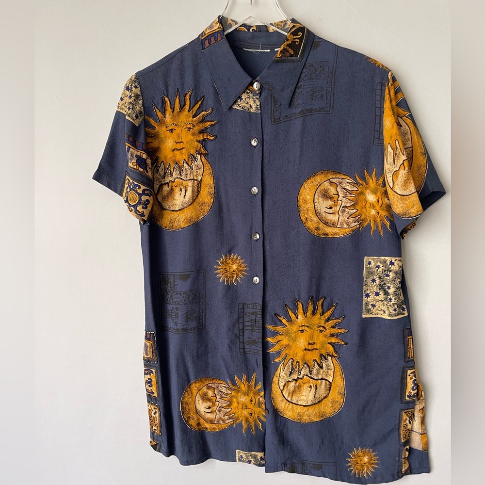 Celestial Sun & Moon 90s Rayon Shirt